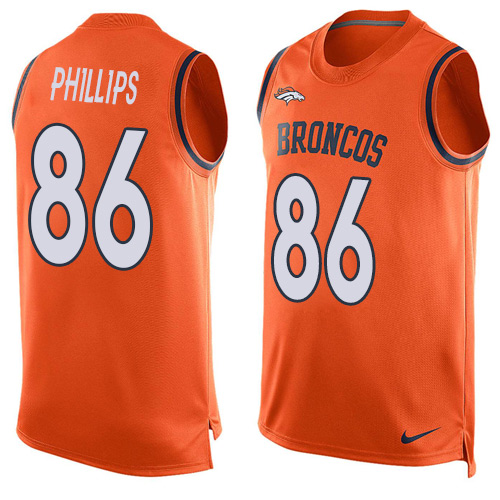 Men's Limited John Phillips Nike Jersey Orange - #86 Player Name & Number Tank Top NFL Denver Broncos